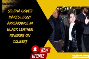 Selena Gomez Makes Leggy Appearance in Black Leather Miniskirt on Colbert