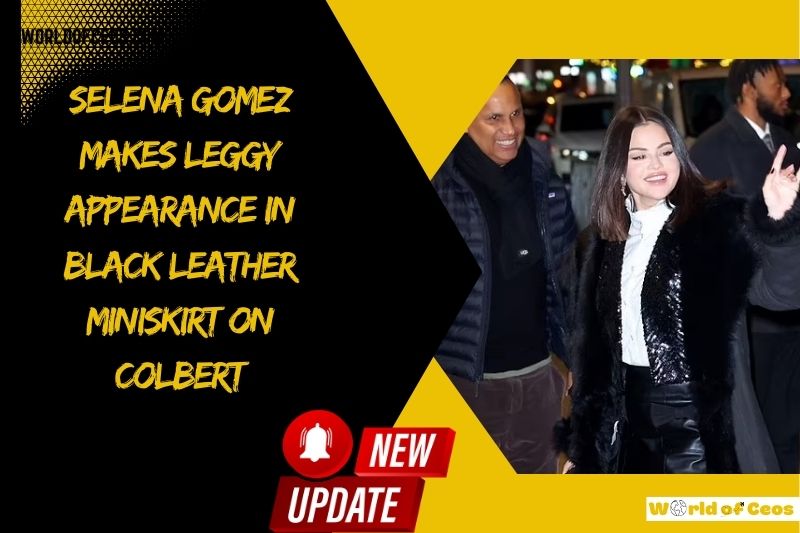 Selena Gomez Makes Leggy Appearance in Black Leather Miniskirt on Colbert
